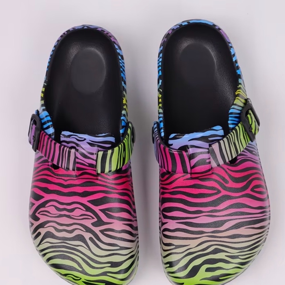 Colorful Zebra Pattern Clogs - Picture 2 of 3